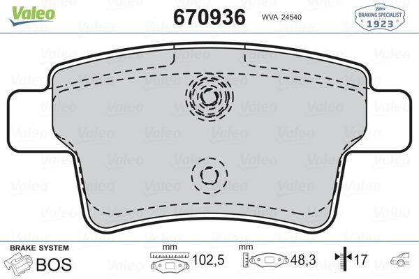 ARKA FREN BALATASI CITROEN C4 PICASSO II - VALEO - OEM 425432