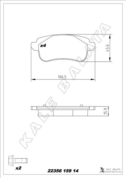 FREN BALATASI ARKA MEGANE IV ESPACE V TALISMAN 15=> - KALE BALATA - OEM 440608235R