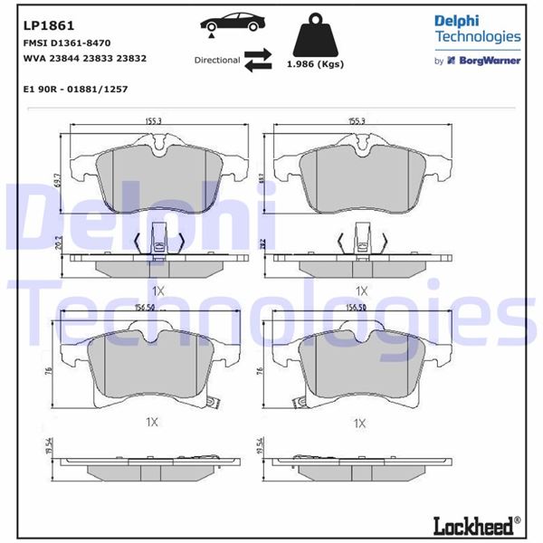 ÖN FREN BALATASI ASTRA H 04> MERIVA A-B 03> - DELPHI - OEM 95514416