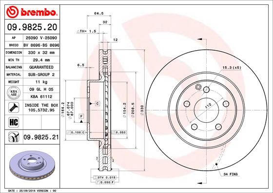 FREN DISKI ON MERCEDES C219 W211 S211 X204 - BREMBO - OEM A2044212912