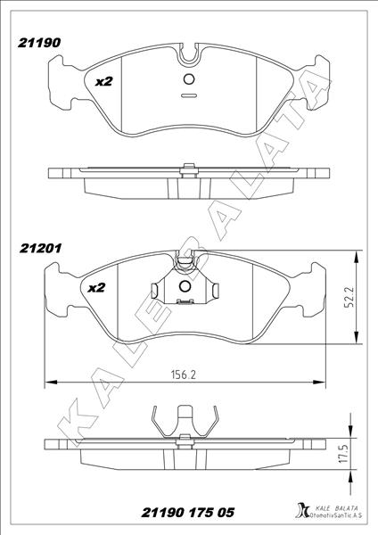 ÖN BALATA ASTRA F (91-98) CALIBRA-OMEGA-VECTRA A 1.8-2.0 (88-95) - KALE - OEM 1605808