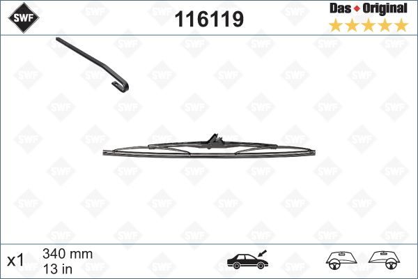 SİLECEK SÜPÜRGESİ ARKA GOLF3-GOLF4 (340 mm) - VALEO - OEM 1J6955427