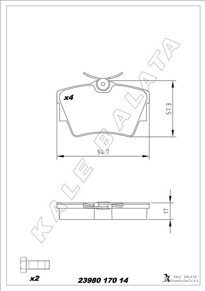 ARKA FREN BALATASI RENAULT TRAFIC II 06> TRAFIC - KALE - OEM 7701054772