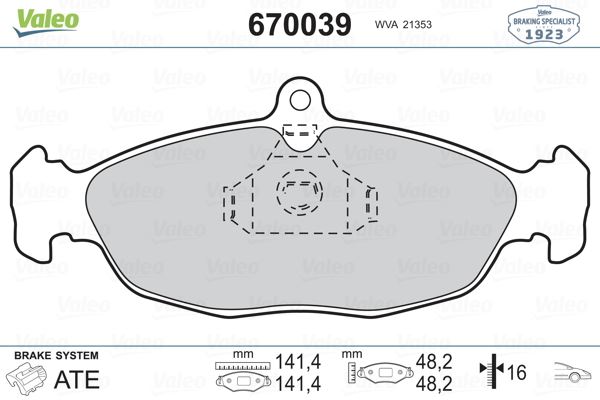 ÖN BALATA ASTRA F-CORSA A B -VECTRA A-TIGRA-(94-00 - VALEO - OEM 1605907