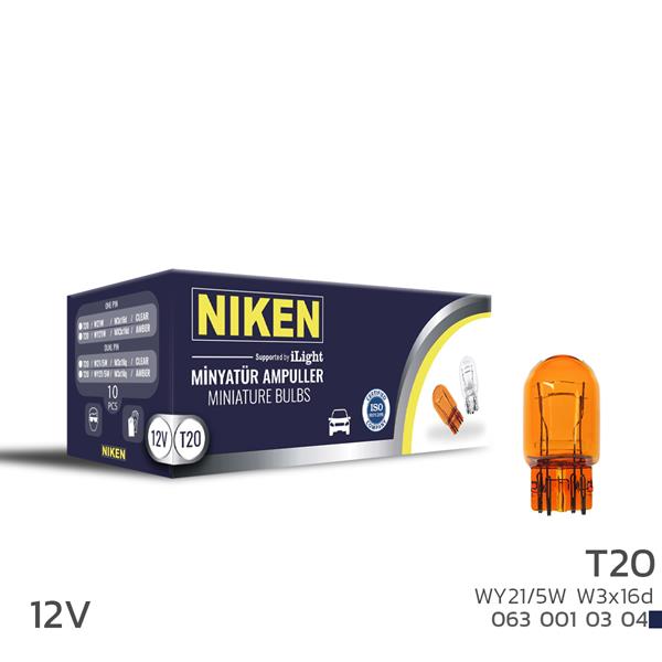 NIKEN T20 DİPSIZ AMPUL(1016)WY21/5W AMB W3x16d 10L - NIKEN