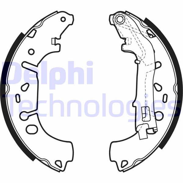 ARKA PABUÇ BALATA FIAT FIORINO 09> GRANDE PUNTO 05>13 LİNEA 07> PUNTO EVO 09>12 PUNTO 12> CITROËN NEMO 09> PEUGEOT BIPPER 08> OPEL CORSA D 09>14 CORSA E 14> ADAM 12> (228x42) - DELPHI - OEM 77363858
