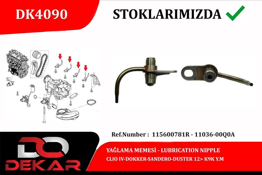 YAĞLAMA MEMESİ CLİO IV-DOKKER-SANDERO-DUSTER 12> K9K Y.M - DEKAR - OEM 115600781R