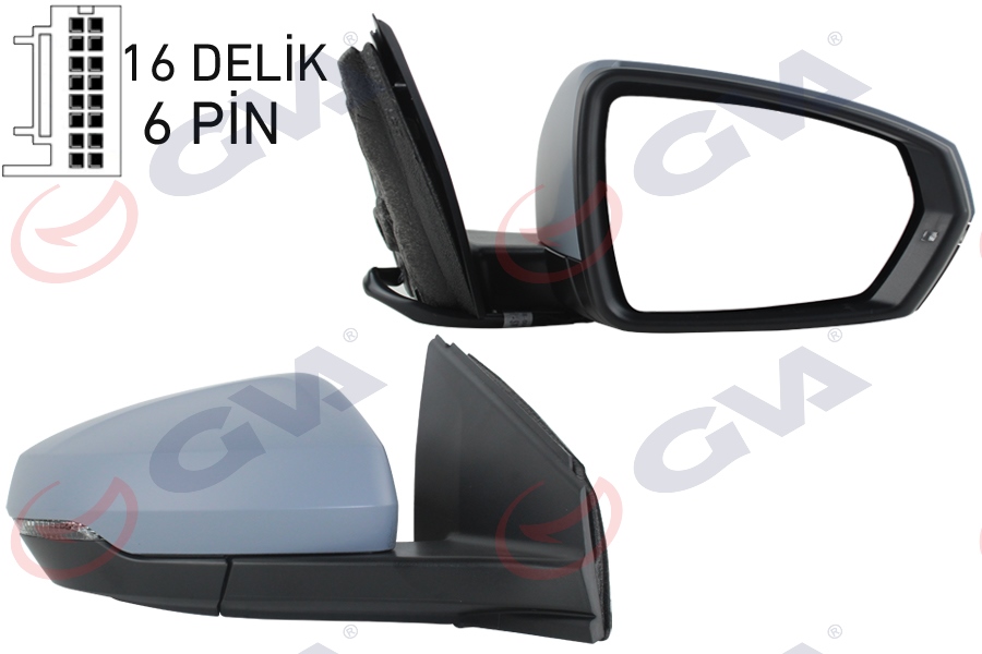 DIŞ DİKİZ AYNASI SAĞ VW POLO (17-) ELEKTRİKLİ+ISITMALI+SİNYALLİ+ASTARLI+KONVEKS VM-6390EHPR - GVA - OEM 2G1857508E