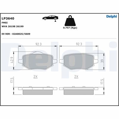 ARKA FREN BALATASI CITROEN-C4-DS DS3 OPEL CORSA-MOKKA - DELPHI - OEM 1643574280