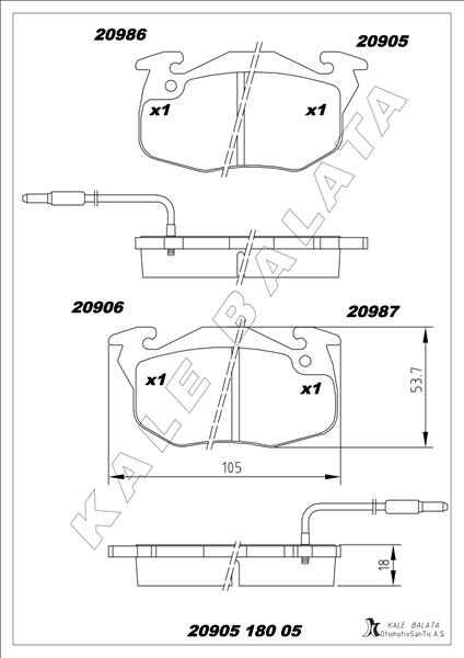 ÖN BALATA R9-R11-R19 CLIO-EXP-P106-P206 GDB32 - KALE - OEM 7711130034