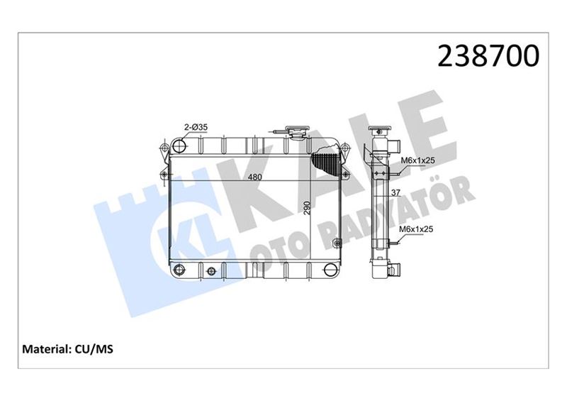 MOTOR SU RADYATORU FIAT DKS YM. (3 SIRA PN) (BAKIR) - KALE RADYATOR - OEM 85005296