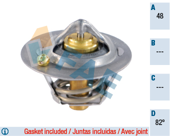 TERMOSTAT (82°C) TEK FORD FİESTA-FOCUS-MONDEO 95> 1.25-1.4-1.6 BENZİNLİ - FAE - OEM 4M5G