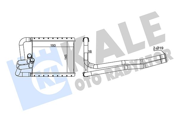 KALORIFER RADYATORU HYUNDAI I20 1.2 1.4 1.1/1.4CRDI 08>15 (BORULU) [BRAZING] [145X193X16] - KALE RADYATOR - OEM 971384P000