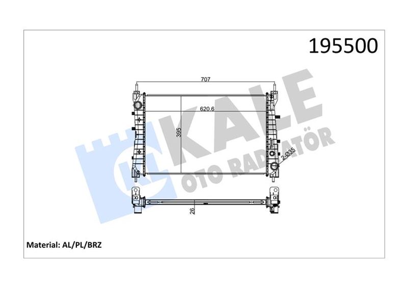 RADYATÖR LINEA 1.3 JTD (AC+KLİMASIZ+MEK) (621x395x - KALE - OEM 51785217
