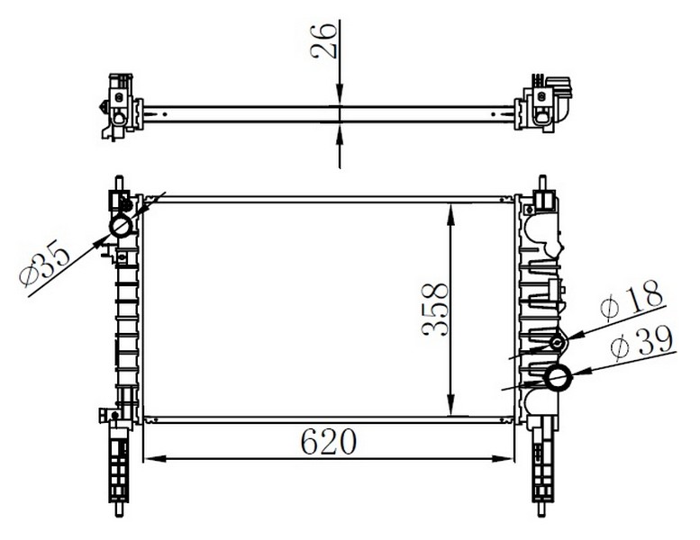 RADYATOR BRAZİNG MT(620X358X26)MOKKA 1.4I (2013+) 630774 - ORIS - OEM 1300345