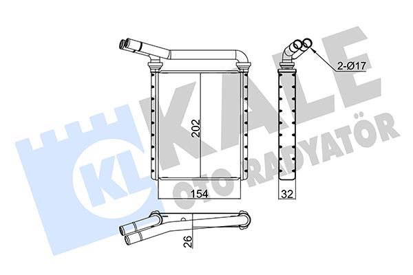 KALORIFER RADYATORU TOYOTA AURIS / AVENSIS / COROLLA / PRIUS / RAV 4 III / RAV 4 IV / VERSO - LEXUS CT / HS (BORULU) [26MM] [BRAZING] - KALE RADYATOR - OEM 8710742170