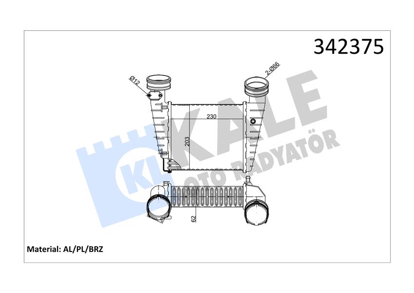 TURBO RADYATORU (INTERCOOLER) VW PASSAT/SUPERB 1.8 T  12.01 - 03.08 (AL/PL/BRZ) - KALE RADYATOR - OEM 8D0145805D