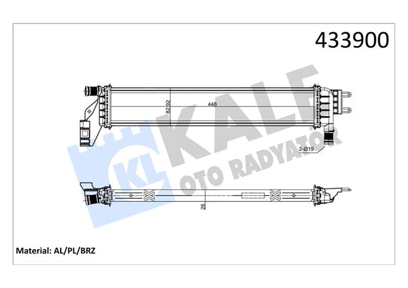 SU RADYATORU 448×83X26 BRAZING ARA SOGUTUCU RENAULT DUSTER II LOGAN II SANDERO II LT 1.5DCI - KALE - OEM 214108831R