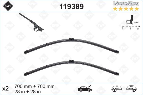 SILECEK SUPURGESI TAKIMI 700mm / 700mm MERCEDES W2 - VALEO - OEM A2218201300