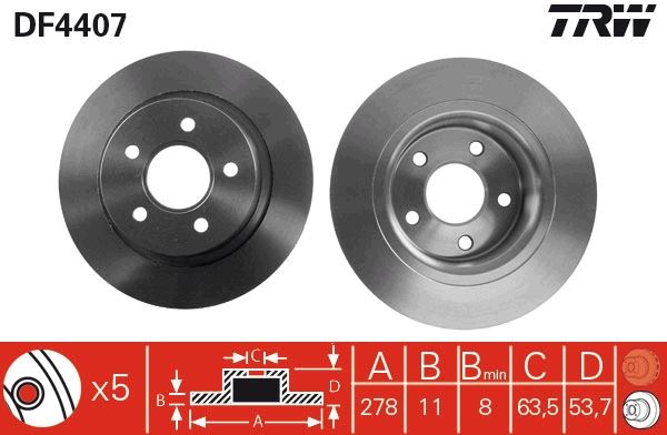 ARKA FREN DISKI AYNASI CONNECT 1.8TDCI 02>13 [ABS`LI] [TEKLI KUTU] [DF4407] - TRW - OEM 4367108