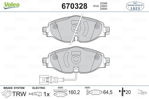 ÖN BALATA GOLF7-A3-LEON-TIGUAN-PASSAT-OCTAVIA-SUPERB 12=> - VALEO - OEM 8V0698151
