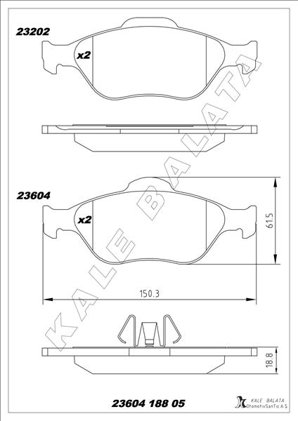 ÖN BALATA FIESTA 1.4TDCİ ABSLİ 00=> FUSION 02= - KALE - OEM TAMT2K021FSTL
