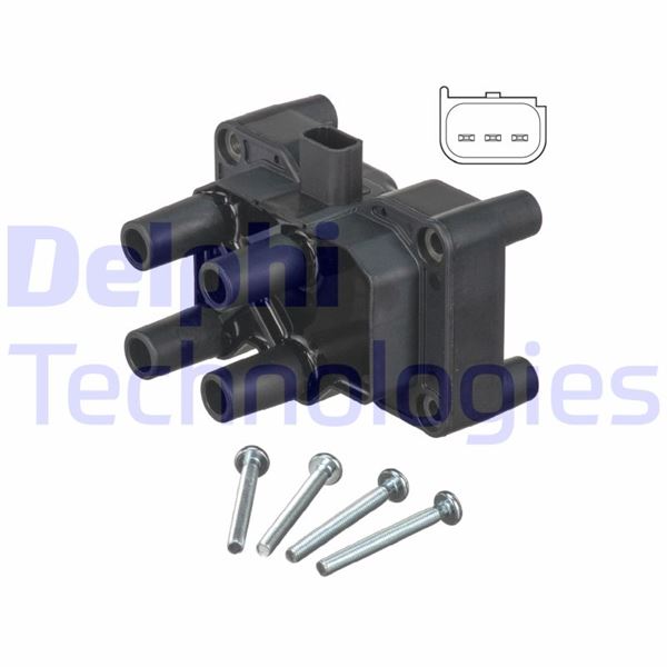 ATESLEME BOBINI FIESTA V-VI 01>11 FUSION 01>12 1.25-1.3-1.4-1.6TI FOCUS II C MAX 1.4-1.6TI VOLVO C30 06>12 S40 II 05>12 V50 05>12 1.6 (BAGLANTI CIVATLARI ILE BERABER) - DELPHI - OEM 4M5G12029ZB