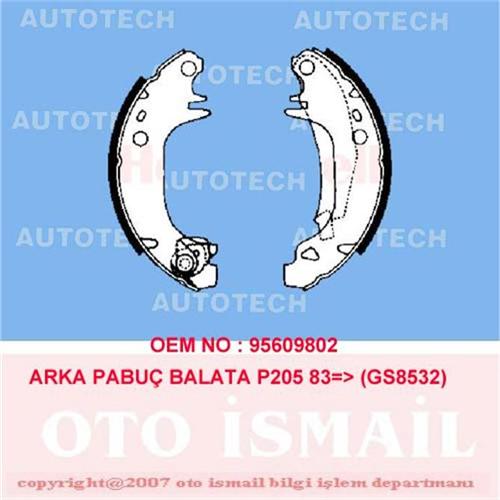ARKA PABUÇ BALATA CITROEN VISA 1.6GTİ 1.7D (180x3 - AUTOTECH - OEM 95609802