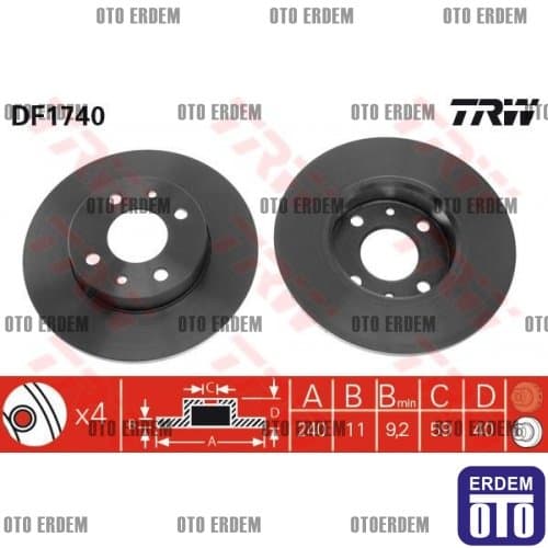 Fiat Tempra Sw Ön Fren Disk Takımı TRW 46820655