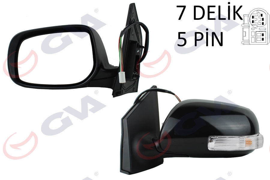 DIŞ DİKİZ AYNASI SOL COROLLA 08> ELEKTRİKLİ+ISITMALI+SİNYALLİ+ASTARLI+KONVEKS 5 FİŞ VM-6263EPL - GVA