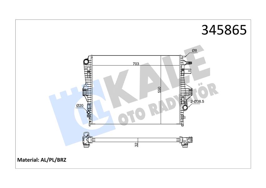 RADYATOR TOUAREG 4.2 V8 FSI TDI (10+) AL PL BRZ - KALE - OEM 7P6121253
