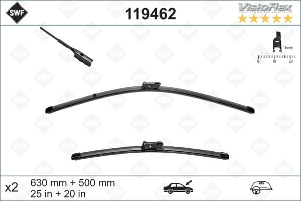 SİLECEK SWF VisioFlex Flat Blade (X2) (630+500 mm)...