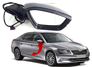 AYNA KOMPLE SAG 9 PİN ÇEVRE AYDINLATMALI KATLANIR SUPERB 2015>> - GKL - OEM 3V1857508A