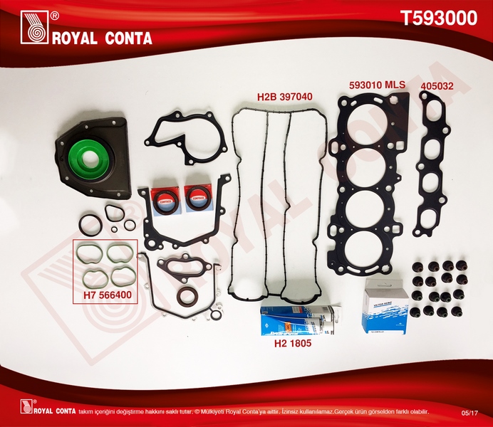 MOTOR TAKIM CONTA (REINZ KEÇELİ+SUBP.LAST) FOCUS II 1.6 16V (03-07) 100HP - ROYAL - OEM 4M5G