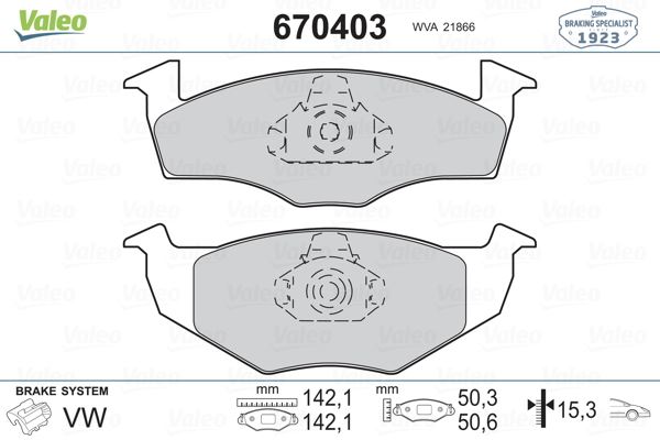 FREN BALATASI ON (142 MM) VOLKSWAGEN GOLF III POLO SEAT IBIZA II TOLEDO I CORDOBA 96- - VALEO - OEM 1H0698151B
