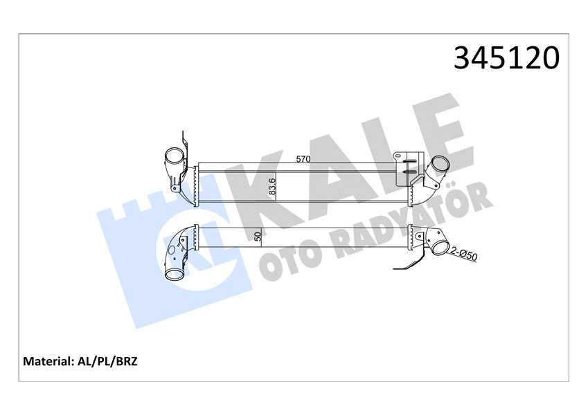 TURBO RADYATÖRÜ (INTERCOOLER) CLIO SYMBOL 01=> CLIO II 04=> 1.5 DCİ (AL/PL/BRZ) - KALE - OEM 8200742599