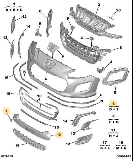 ÖN TAMPON KORUYUCU BANDI PEUGEOT P308 - PSA - OEM 7453.F3