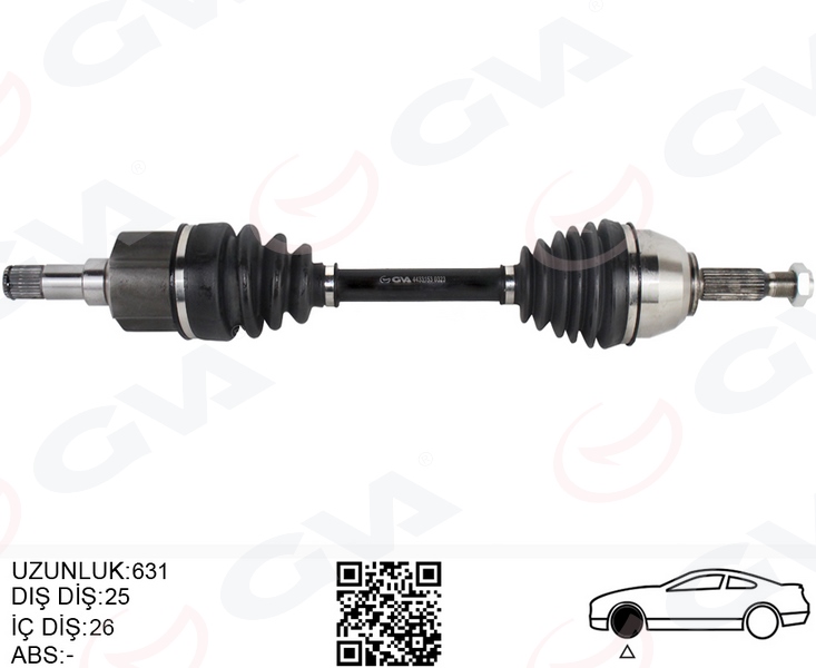 ON AKS KOMPLE SOL TRANSIT CONNECT 1.8 TDCI 02>14 90-110PS (631MM) - GVA - OEM 2T143B437CD