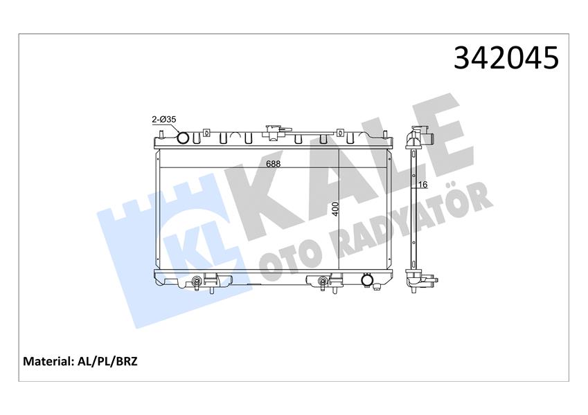 RADYATOR MAXIMA QX 2.0 V6 24V 3.0 V6 24 V (00-03) B575 (97+) (AT) AL PL BRZ - KALE - OEM 21410-2Y000