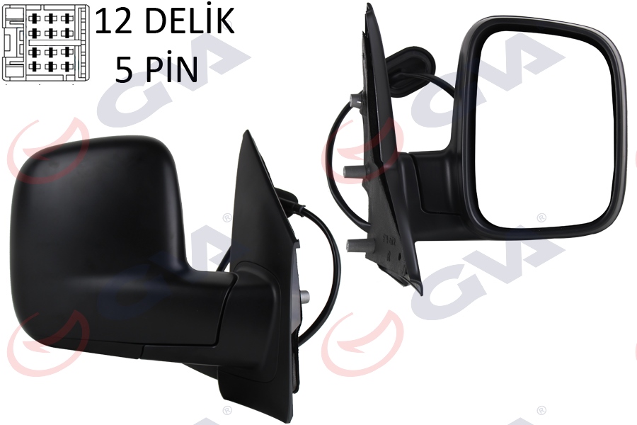 DIŞ DİKİZ AYNASI SAĞ TRANSPORTER T5 MULTIVAN 04> ELEKTRİKLİ+ISITMALI+KONVEKS 5 FİŞ VM-373EHR - GVA - OEM 7H1857508A9B9