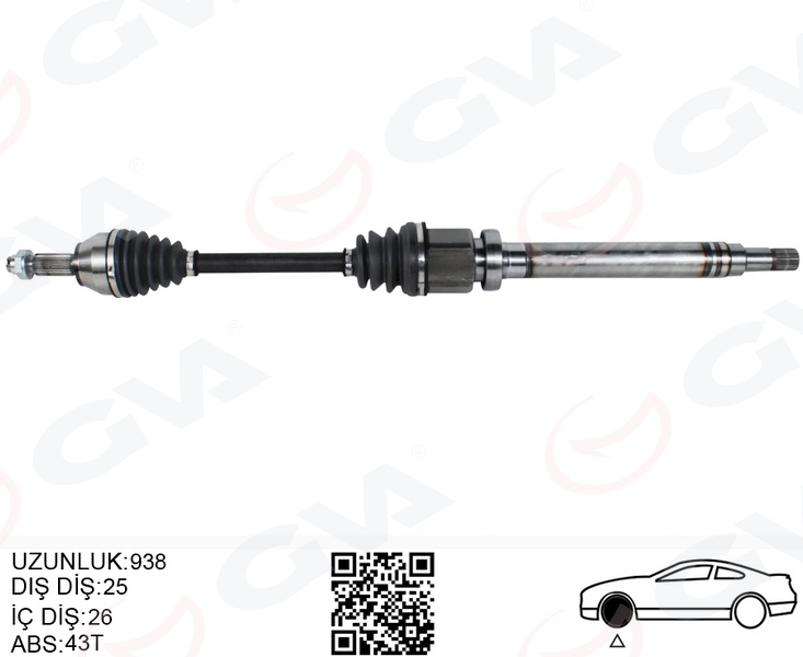 ÖN AKS KOMPLE SAĞ FORD FIESTA 1.4 08>16 BNZL.OTOMATIK 4F27E - GVA - OEM 8V513B436DD