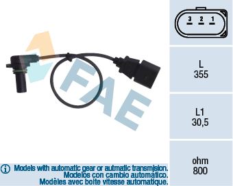 EKSANTİRİK DEVİR SENSÖRÜ (OTOMATİK) GOLF IV-OCTAVIA-LEON-TOLEDO-A3 1.6-1.8-1.9 T-FSI-TDI-SDI - FAE - OEM 01M927321B