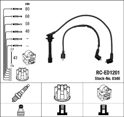BUJİ KABLOSU DAIHATSU APPLAUSE 1,6L HD 16v A101 A111 89-> / FEROZA 1,6L 89-97 (RC-ED1201) - NGK - OEM 1990187183