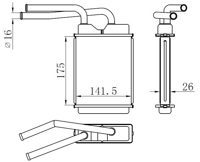 KALORIFER RADYATORU TWINGO 1.2I 93> (175X152X26) (OTO. MEK.) - ORIS - OEM 7701036909
