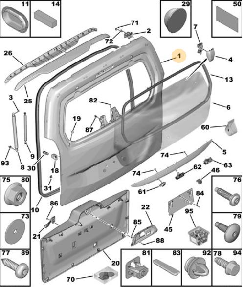BAĞAJ KAPAK CAMI COMBO E-BERLINGO-PARTNER-RIFTER - PSA - OEM 9816987380