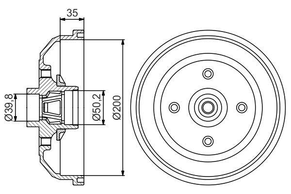 ARKA FREN KAMPANASI CORSA A (83-92)-CORSA B-TIGRA A (93-02) (ABS`Lİ) - BOSCH - OEM 90509107