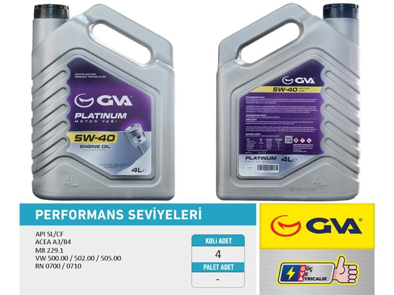 MOTOR YAĞI 5W40 4 LT PLATINUM TAM SENTETİK API SL/...