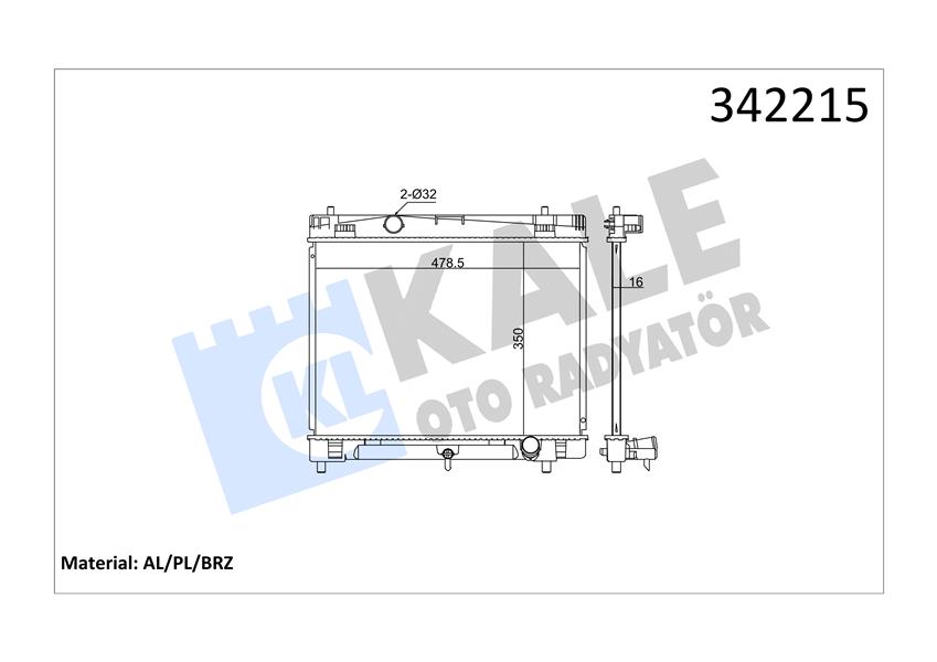 RADYATOR YARIS (09+) (MT) AL PL BRZ - KALE - OEM 164000M060