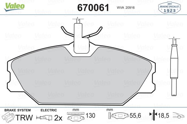 FREN BALATASI ON (130 MM) RENAULT LAGUNA SAFRANE MEGANE I 93- - VALEO - OEM 7701203730