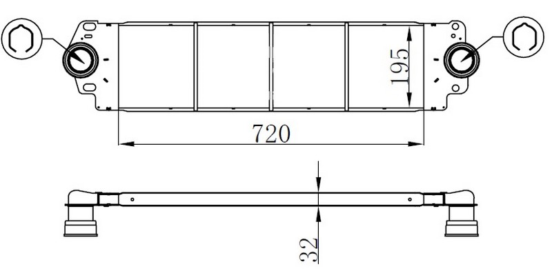 TURBO RADYATÖRÜ (INTERCOOLER) VW T5 1.9TDI-2.5 TDI 03=> T6 2.0TDI 15=> (720X194X32) (MEK.) - ORIS - OEM 7H0145804A